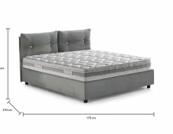Talamo Italia Lit double Dlucid, Lit coffre avec revêtement en tissu, Ouverture frontale, avec matelas 160x200 cm inclus, Gris New