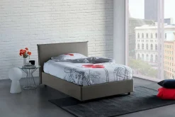 Talamo Italia Lit double Dpalear, Lit coffre avec revêtement en tissu, Ouverture frontale, avec matelas 120x200 cm inclus, Gris Sale