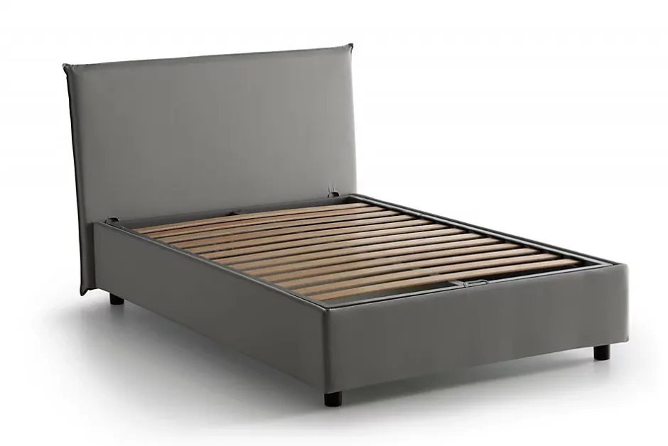 Talamo Italia Lit double Dpalear, Lit coffre avec revêtement en tissu, Ouverture frontale, avec matelas 120x200 cm inclus, Gris Sale