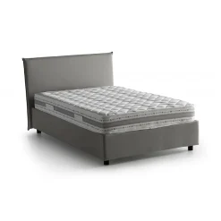 Talamo Italia Lit double Dpalear, Lit coffre avec revêtement en tissu, Ouverture frontale, avec matelas 120x200 cm inclus, Gris Sale