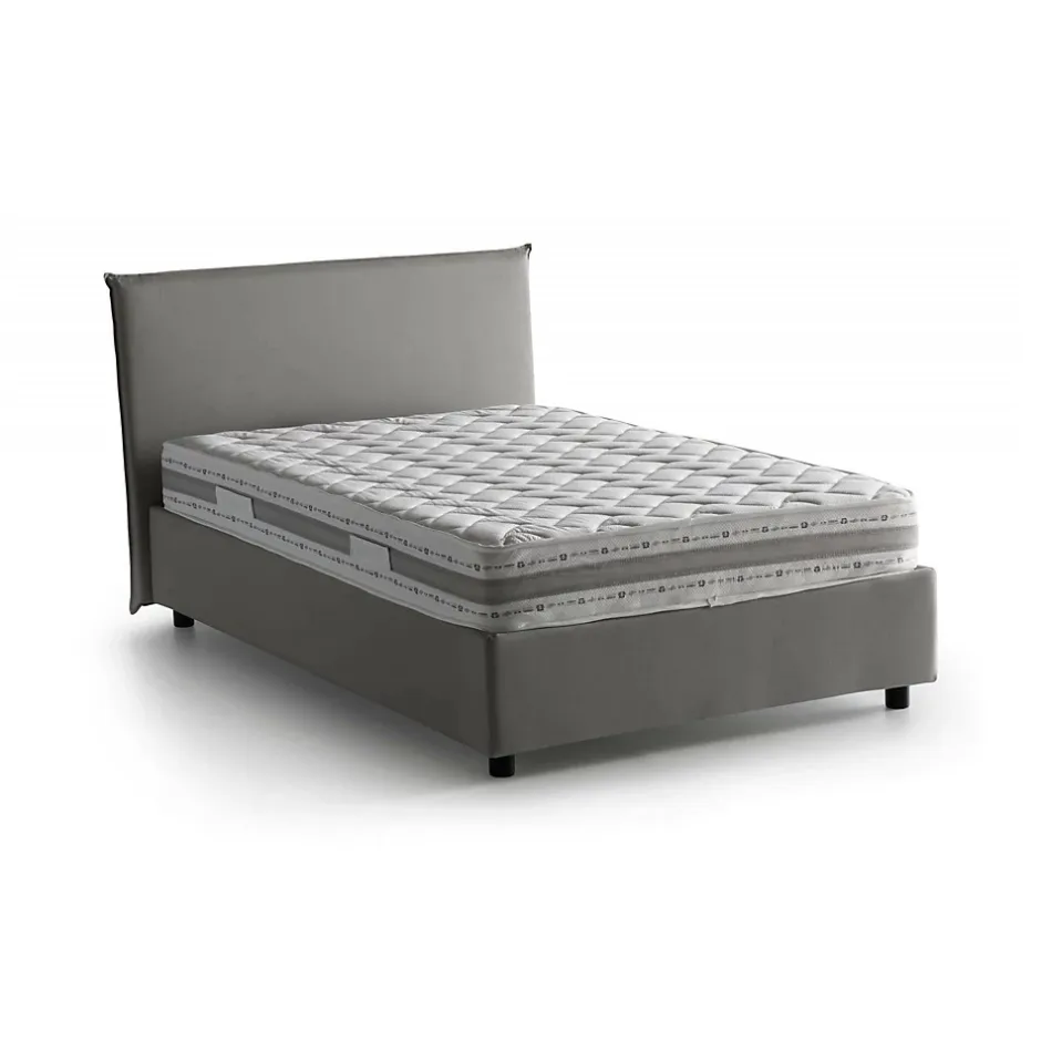 Talamo Italia Lit double Dpalear, Lit coffre avec revêtement en tissu, Ouverture frontale, avec matelas 120x200 cm inclus, Gris Sale