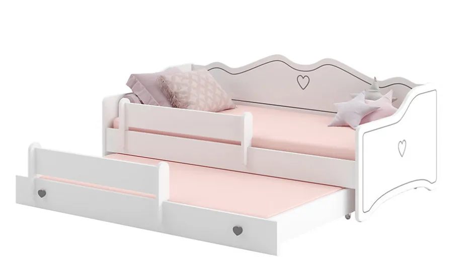 Kobi Lit double EMMA avec rail 160x80 gris