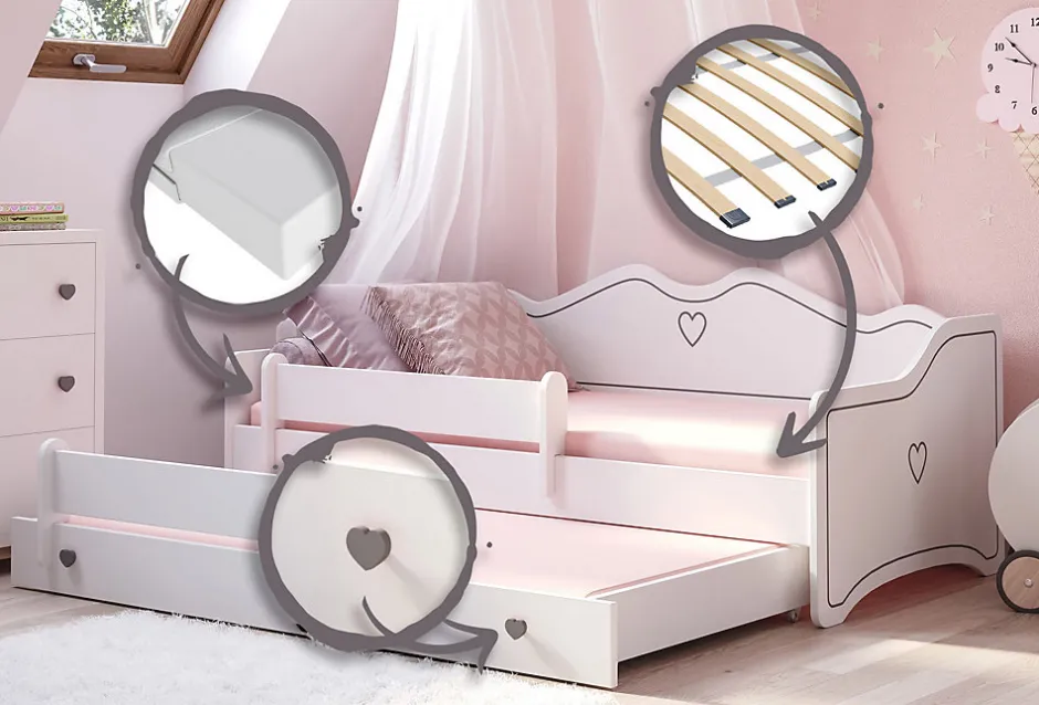 Kobi Lit double EMMA avec rail 160x80 gris