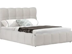 Palozi Home Lit double en tissu avec coffre "Davos" 140 x 190 cm Beige
