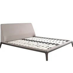Angel Cerda Lit double en tissu gris moderne avec tête de lit originale Best