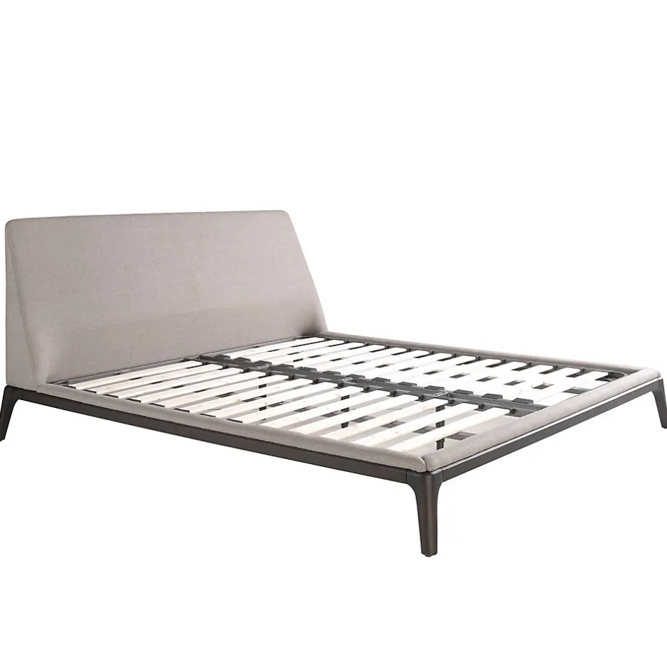 Angel Cerda Lit double en tissu gris moderne avec tête de lit originale Best