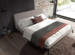 Angel Cerda Lit double en tissu gris moderne avec tête de lit originale Best