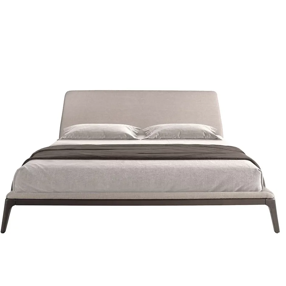 Angel Cerda Lit double en tissu gris moderne avec tête de lit originale Best