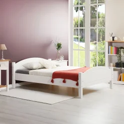 Idimex Lit double FLIMS, 140 x 190 cm en pin massif lasuré blanc Outlet