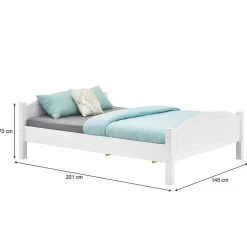 Idimex Lit double FLIMS, 140 x 190 cm en pin massif lasuré blanc Outlet