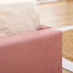 Idimex Lit double GLAMOUR, 140x190 cm, capitonné avec sommier, revêtement en velours rose Outlet