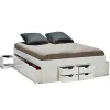 Weber Industries Lit double JAZZ 160x200 7 tiroirs + 2 chevets / Blanc