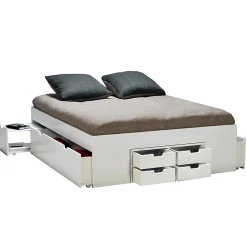 Weber Industries Lit double JAZZ 160x200 7 tiroirs + 2 chevets / Blanc