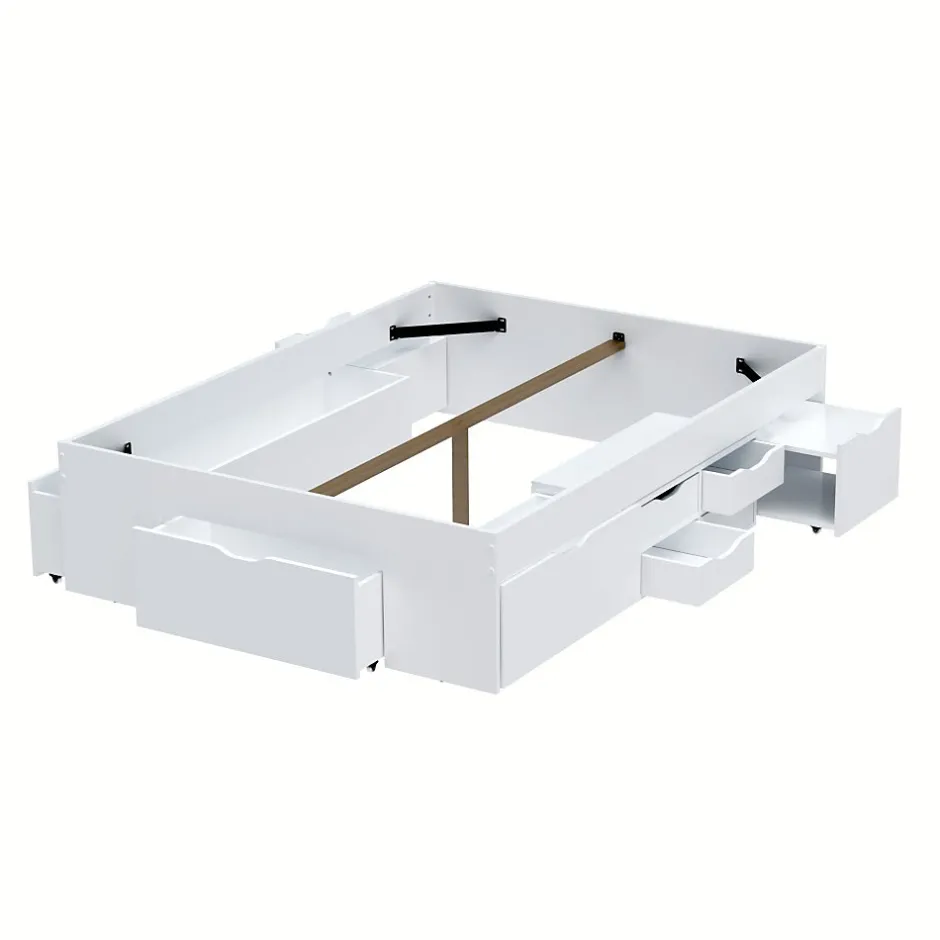 Weber Industries Lit double JAZZ 160x200 7 tiroirs + 2 chevets / Blanc
