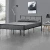 [En.Casa] Lit double Laos Métal avec Sommier à Lattes 140 x 200 cm Noir en.casa