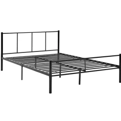 [En.Casa] Lit double Laos Métal avec Sommier à Lattes 140 x 200 cm Noir en.casa