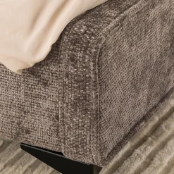 Idimex Lit double LEVERDA 140 x 190 cm, revêtement en tissu - Brun New