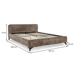 Idimex Lit double LEVERDA 140 x 190 cm, revêtement en tissu - Brun New