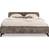Idimex Lit double LEVERDA 140 x 190 cm, revêtement en tissu - Gris