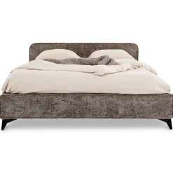 Idimex Lit double LEVERDA 140 x 190 cm, revêtement en tissu - Gris