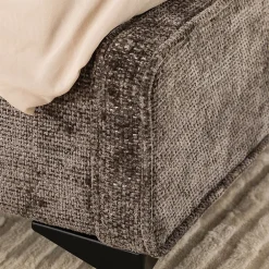 Idimex Lit double LEVERDA 140 x 190 cm, revêtement en tissu - Gris