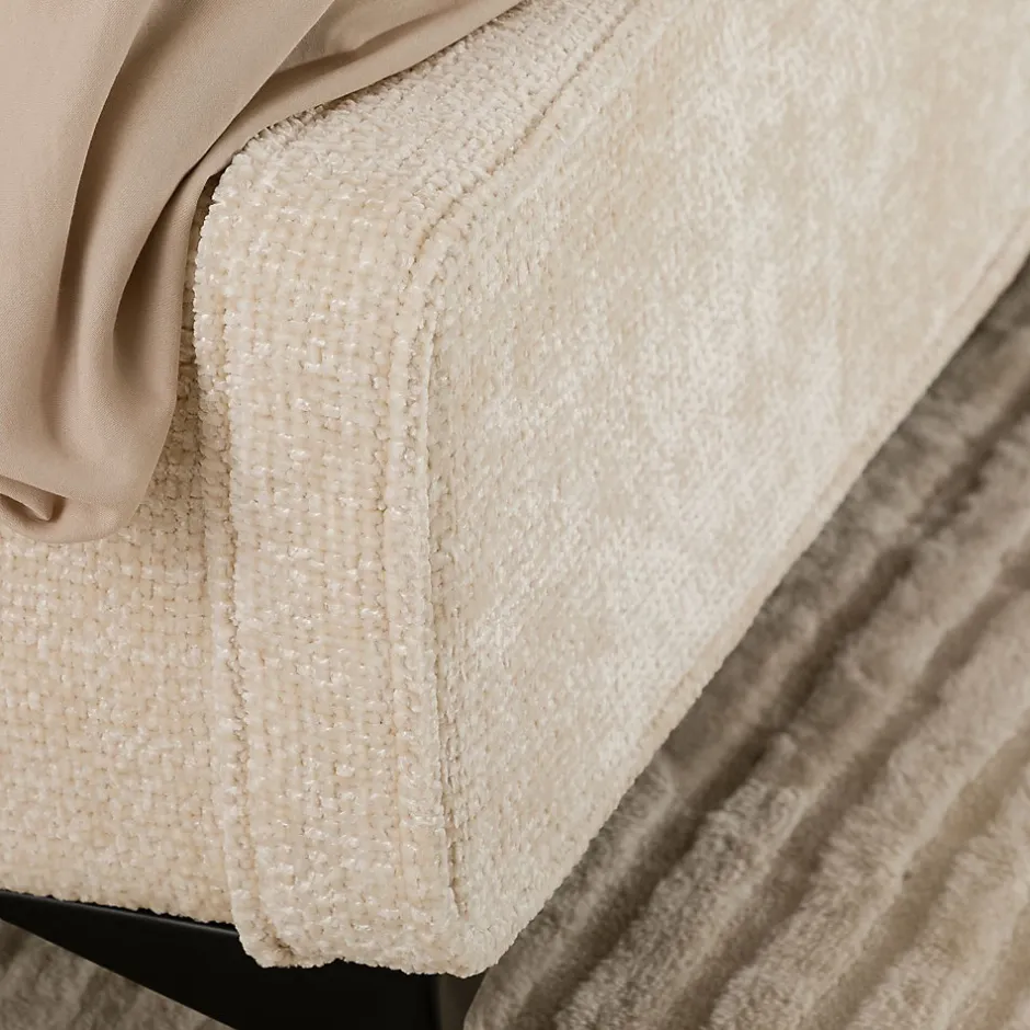 Idimex Lit double LEVERDA 140 x 190 cm, revêtement en tissu - Blanc