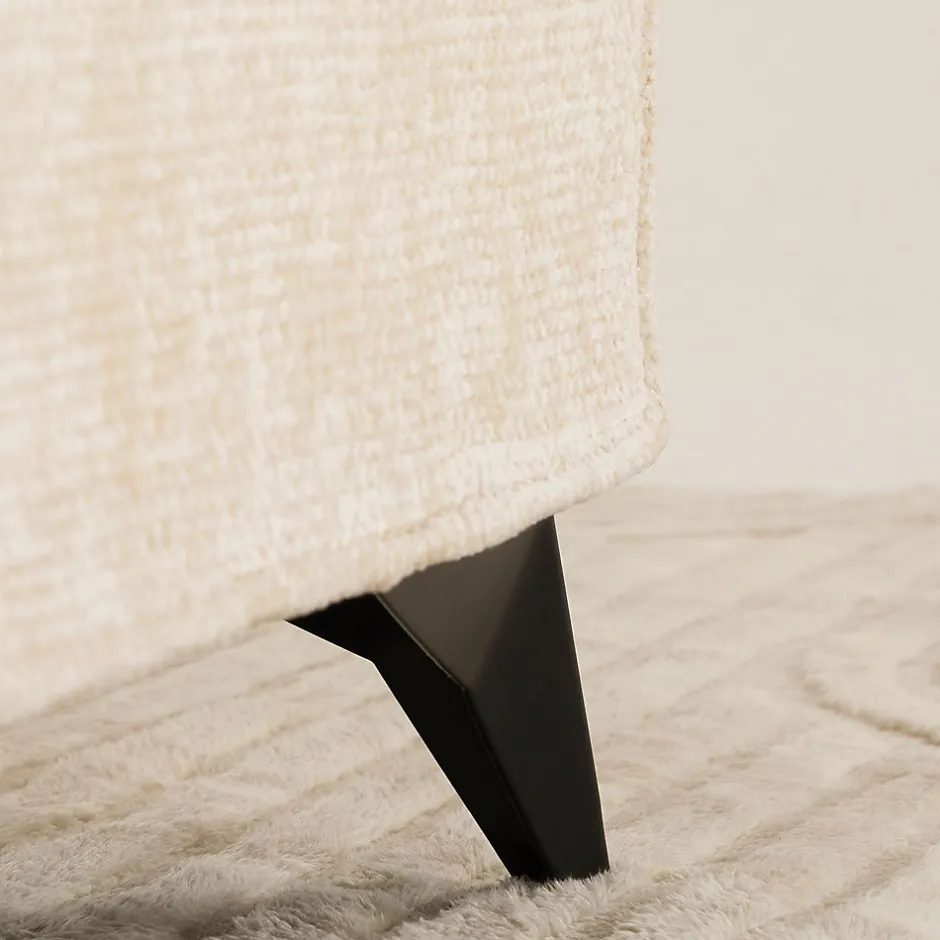 Idimex Lit double LEVERDA 140 x 190 cm, revêtement en tissu - Blanc