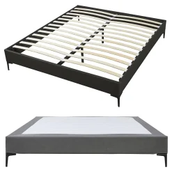 [En.Casa] Lit double Lilla 180 x 200 cm gris foncé en.casa Hot