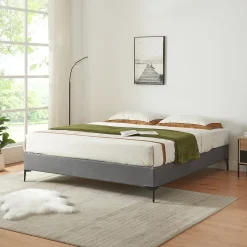 [En.Casa] Lit double Lilla 180 x 200 cm gris foncé en.casa Hot