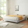 [En.Casa] Lit double Lilla 160 x 200 cm gris clair en.casa