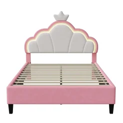 Simple Life Lit double Lit adulte 90 x 200 cm avec bande lumineuse LED, en cuir PU, rose Online