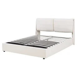 [En.Casa] Lit double Lunner 140 x 200 cm beige en.casa Online