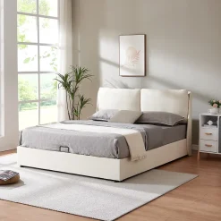 [En.Casa] Lit double Lunner 140 x 200 cm beige en.casa Online