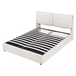 [En.Casa] Lit double Lunner 140 x 200 cm beige en.casa Online