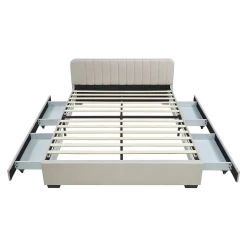 [En.Casa] Lit double Nofrenna 140 x 200 cm beige en.casa