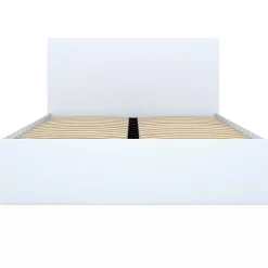 IDMarket Lit double OMAHA 4 tiroirs sur roulettes avec tête de lit et sommier 140 x 190 cm blanc