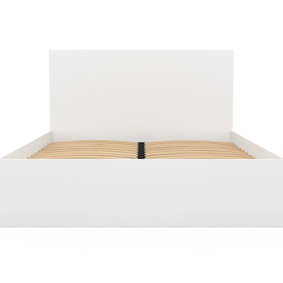 IDMarket Lit double OMAHA avec tête de lit et sommier 140 x 190 cm blanc Clearance