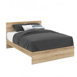 IDMarket Lit double OMAHA avec tête de lit et sommier 140 x 190 cm façon hêtre