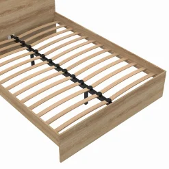 IDMarket Lit double OMAHA avec tête de lit et sommier 140 x 190 cm façon hêtre
