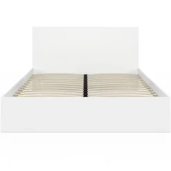 IDMarket Lit double OMAHA avec tête de lit et sommier 160 x 200 cm blanc Discount