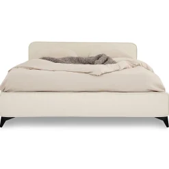 Idimex Lit double RAVELLO 140 x 190 cm, revêtement en tissu - Blanc crème