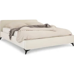 Idimex Lit double RAVELLO 140 x 190 cm, revêtement en tissu - Blanc crème