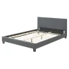 Corium Lit Double Rembourré Albacete Sommier à Lattes Similicuir 140 x 200 cm Gris Foncé Sale