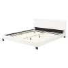 Corium Lit Double Rembourré Albacete Sommier à Lattes Housse Similicuir 180 x 200 cm Blanc Best