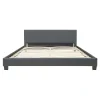 Corium Lit Double Rembourré Albacete Sommier à Lattes Similicuir 180 x 200 cm Gris Foncé Hot