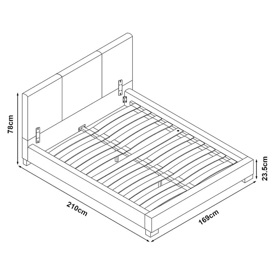 Corium Lit Double Rembourré Albacete Sommier à Lattes Similicuir 160 x 200 cm Noir Best