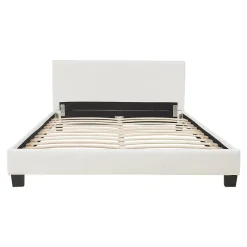 Corium Lit Double Rembourré Albacete Sommier à Lattes Similicuir 140 x 200 cm Blanc