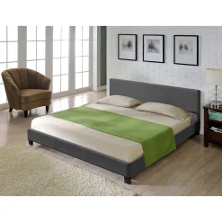 Corium Lit Double Rembourré Design Sommier à Lattes Polyester 180 x 200 cm Gris Foncé