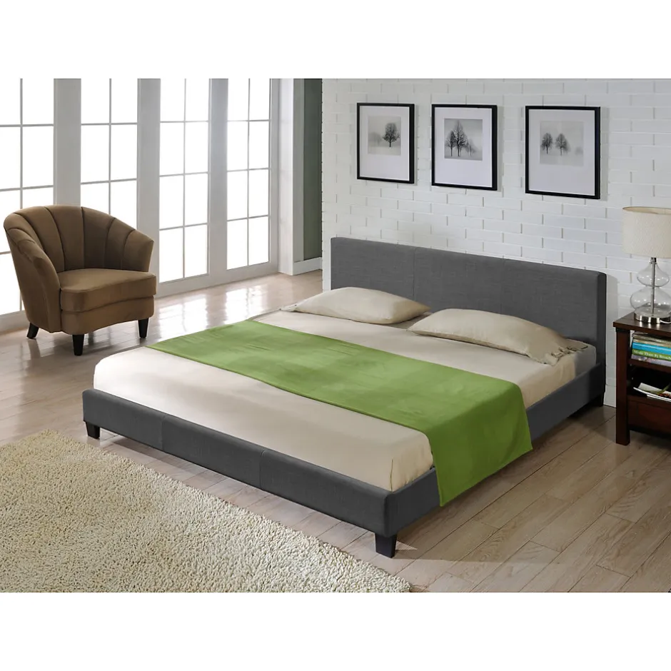 Corium Lit Double Rembourré Design Sommier à Lattes Polyester 180 x 200 cm Gris Foncé
