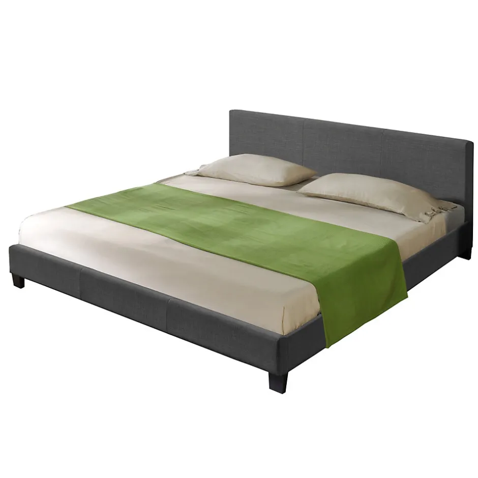 Corium Lit Double Rembourré Design Sommier à Lattes Polyester 180 x 200 cm Gris Foncé